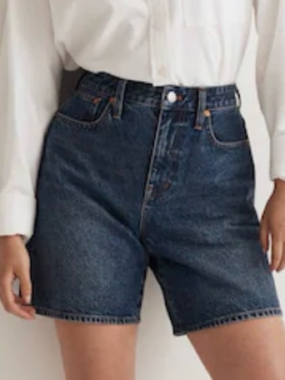Madewell Dark Blue High-Rise Denim Shorts, 7” inseam